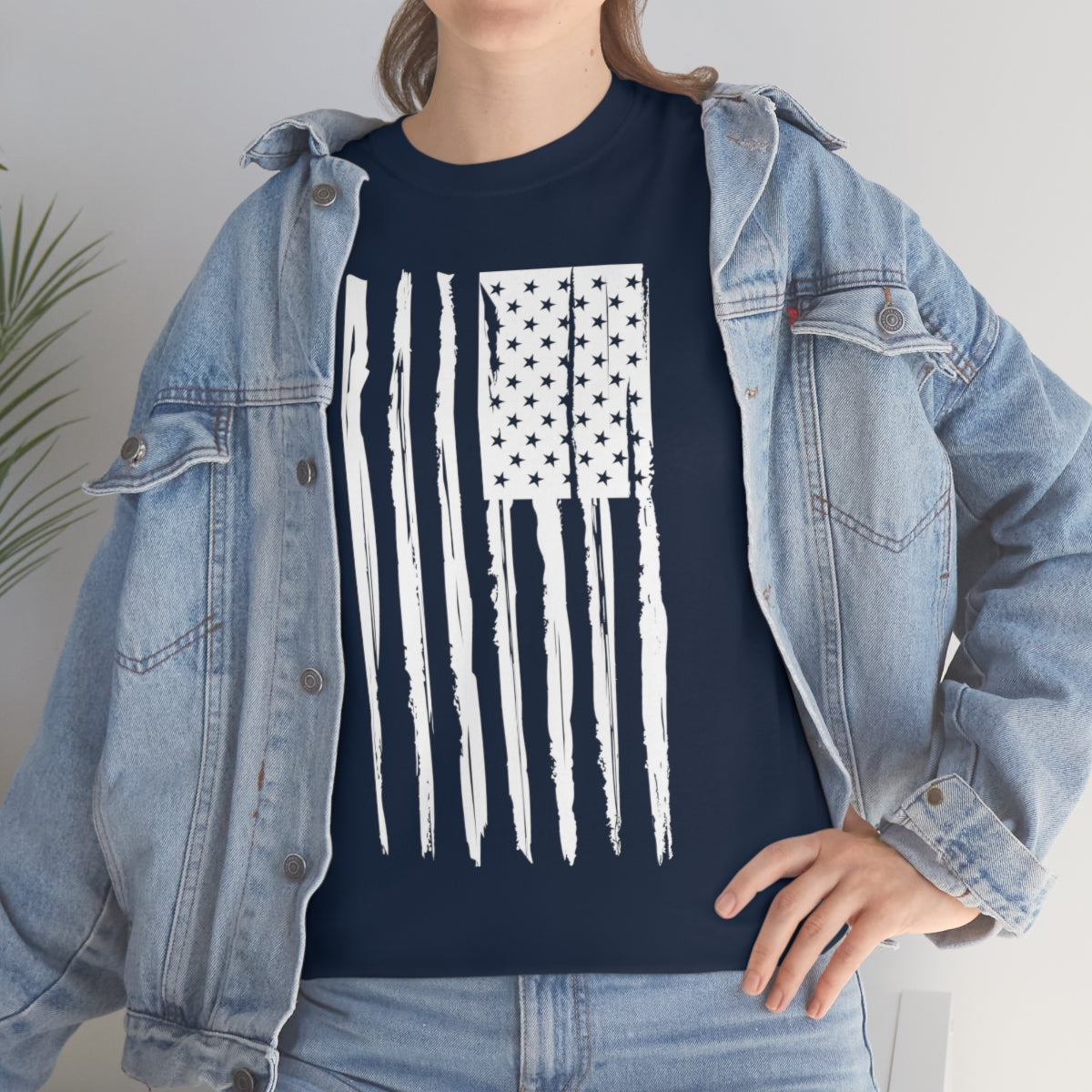 "White Vertical Flag" Unisex Heavy Cotton Tee