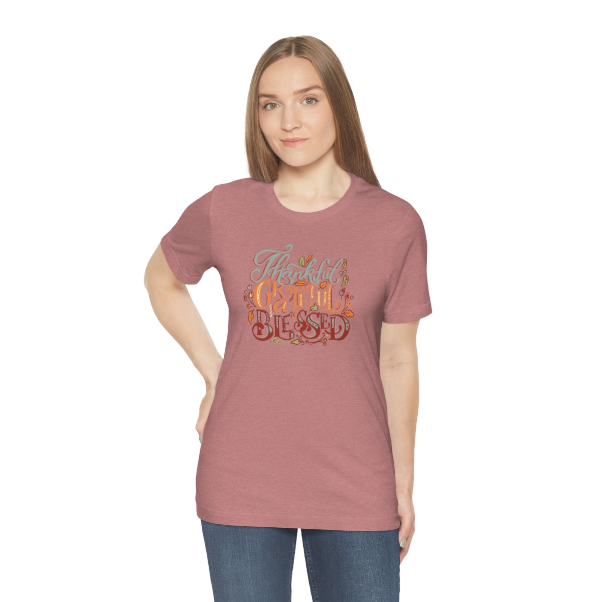 Thankful Grateful Blessed Unisex Jersey Short Sleeve Tee