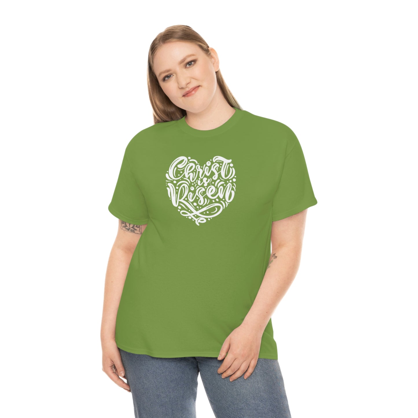 "Christ is Risen Heart" Unisex Heavy Cotton Tee