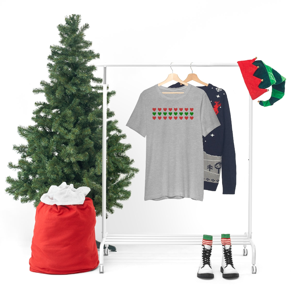 "Christmas Hearts" Unisex Jersey Short Sleeve Tee