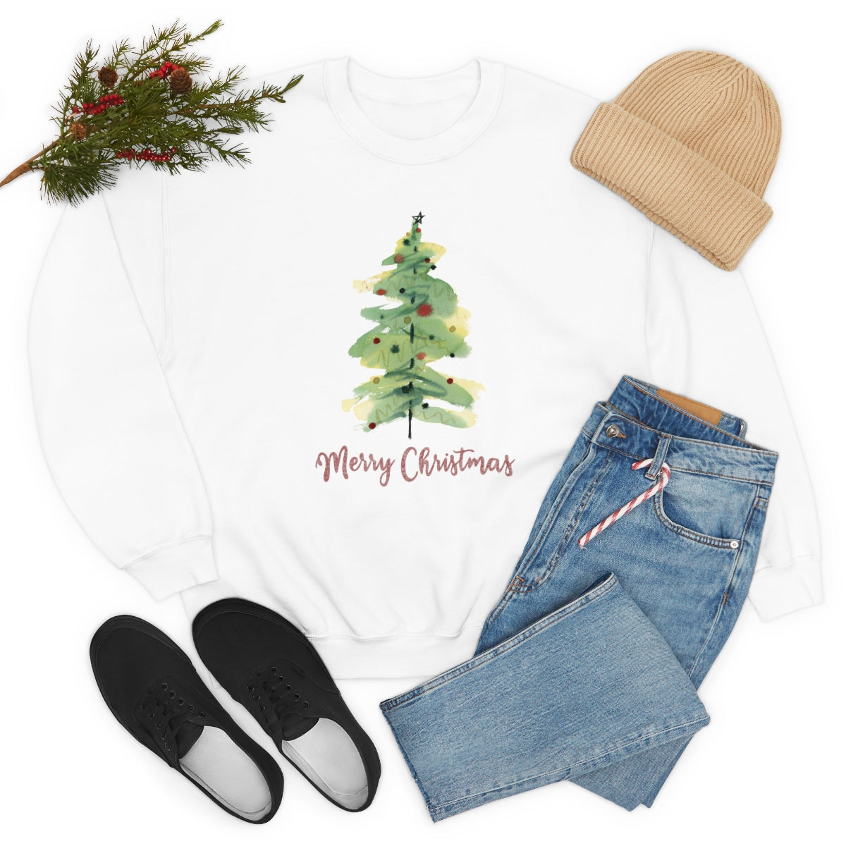 "Merry Christmas Tree" Unisex Heavy Blend™ Crewneck Sweatshirt