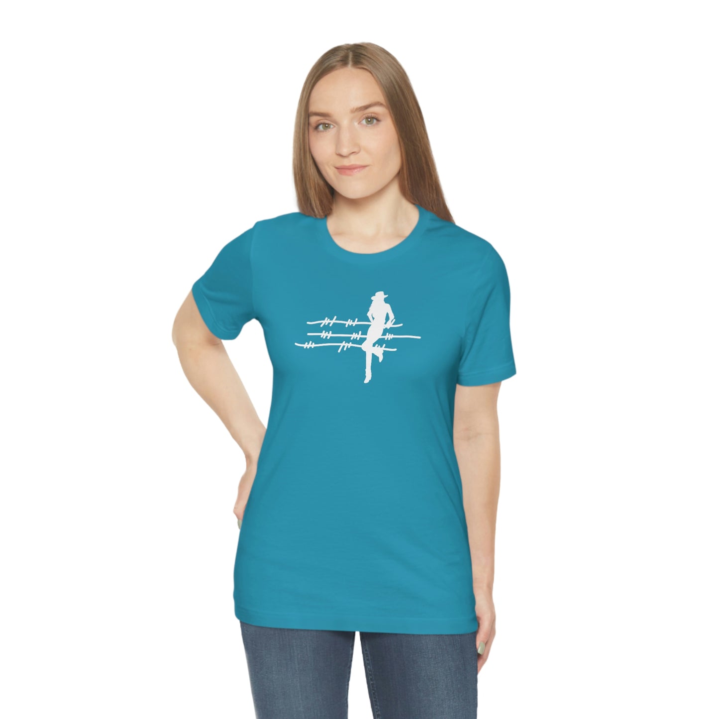 "On The Fence" (white image) Unisex Jersey Short Sleeve Tee