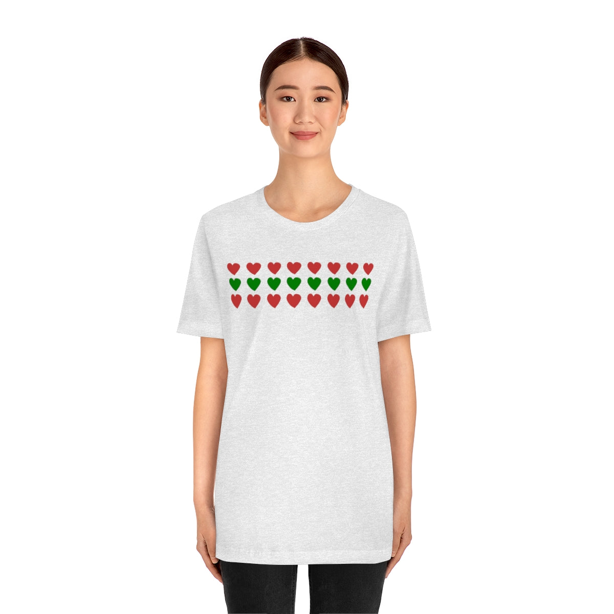 "Christmas Hearts" Unisex Jersey Short Sleeve Tee
