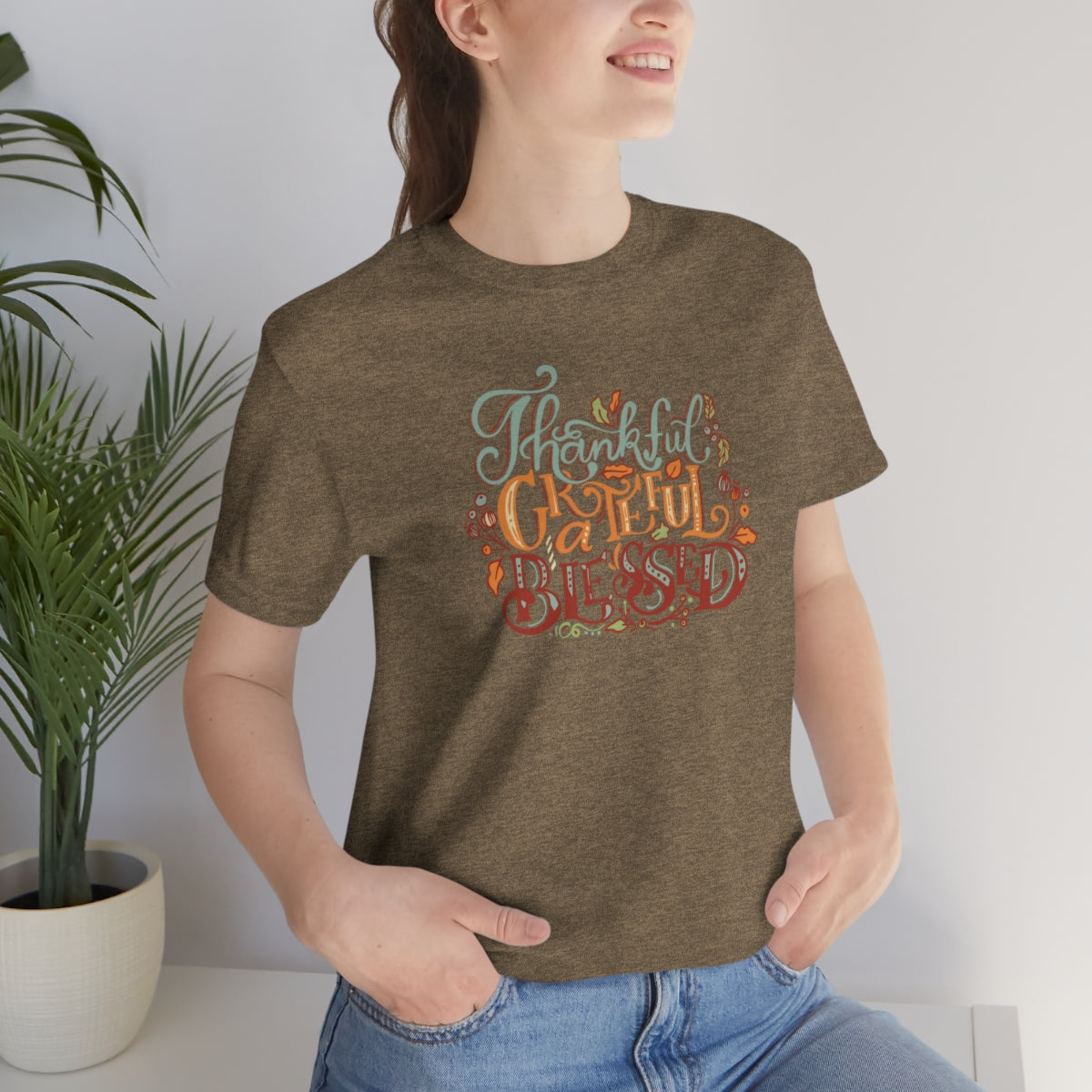 Thankful Grateful Blessed Unisex Jersey Short Sleeve Tee