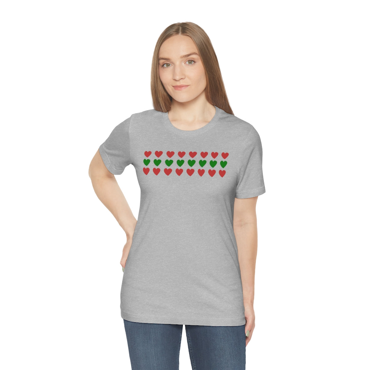 "Christmas Hearts" Unisex Jersey Short Sleeve Tee